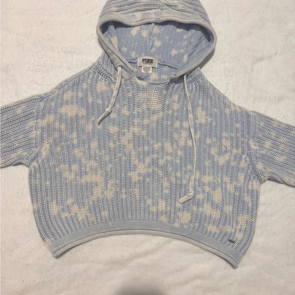 Blue and White Hooded Sweater Size Small